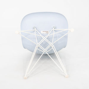 2019 Pair Herman Miller Eames DSR Dining Chairs in Blue Plastic with Eiffel Base