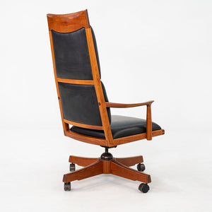 1970s Studio Crafted Executive Desk Chair by John Nyquist Teak w/ Black Leather