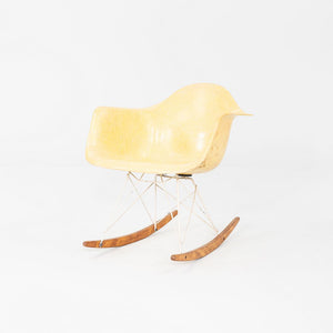 1953 Herman Miller Eames RAR Rocking Chair Yellow Fiberglass Shell & White Base