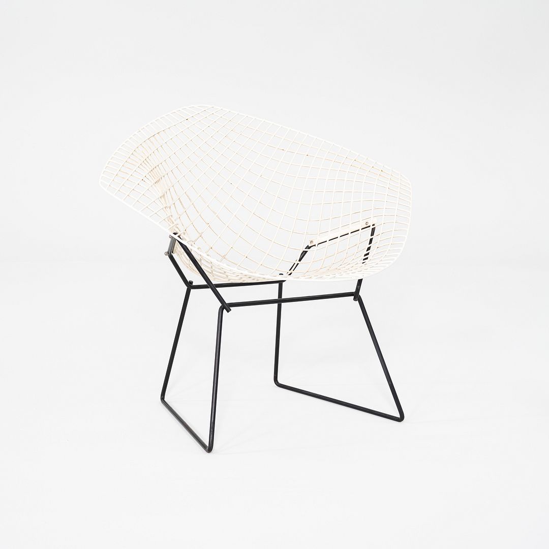 1960s Harry Bertoia Knoll Diamond Lounge Chair Black/White Powder Coated Steel