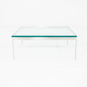 1980s Nicos Zographos Stainless Steel Square Coffee Table with Square Glass Top