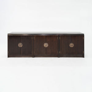 1950s Edward Wormley for Dunbar Walnut Ming Sideboard Cabinet w/ Brass Hardware