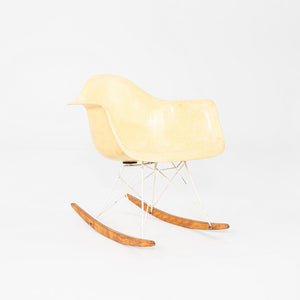 1953 Herman Miller Eames RAR Rocking Chair Yellow Fiberglass Shell & White Base
