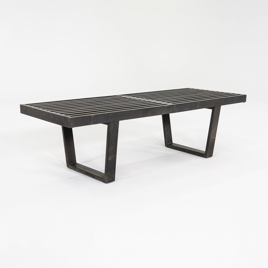 1950s George Nelson for Herman Miller Slatted Bench in Ebonized Wood, Model 4992