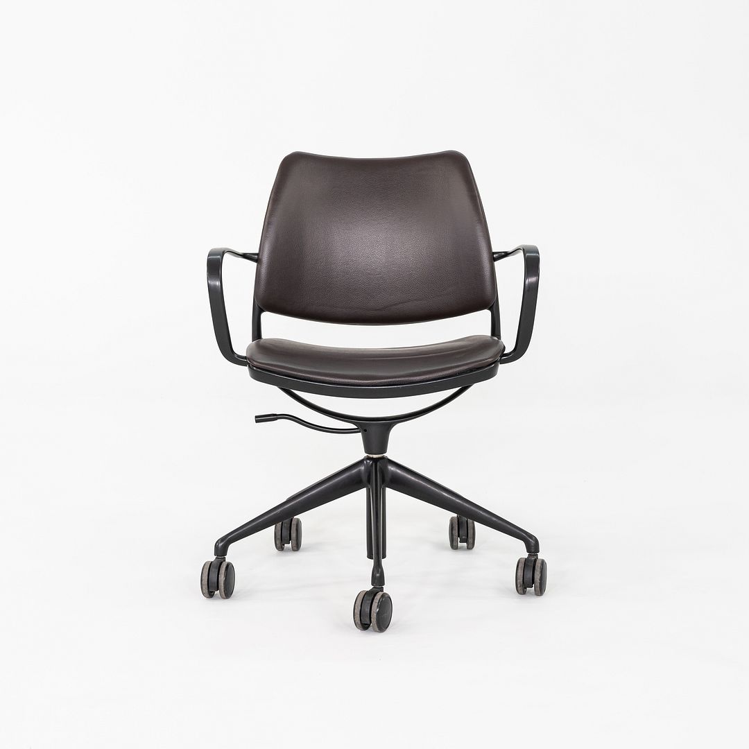 2010s Jesus Gasca for STUA Gas Desk Chair Brown Leather w/ Black Frame 6x Avail