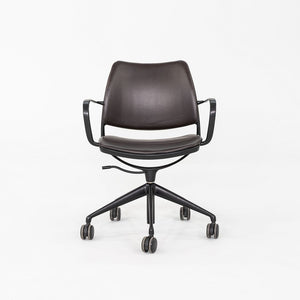 2010s Jesus Gasca for STUA Gas Desk Chair Brown Leather w/ Black Frame 6x Avail