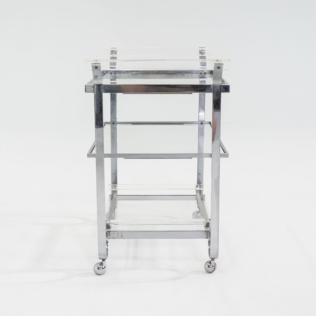 C. 1930s Treitel Gratz Bar Cart / Trolley in Chromed Steel with Glass Shelves