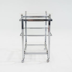 C. 1930s Treitel Gratz Bar Cart / Trolley in Chromed Steel with Glass Shelves