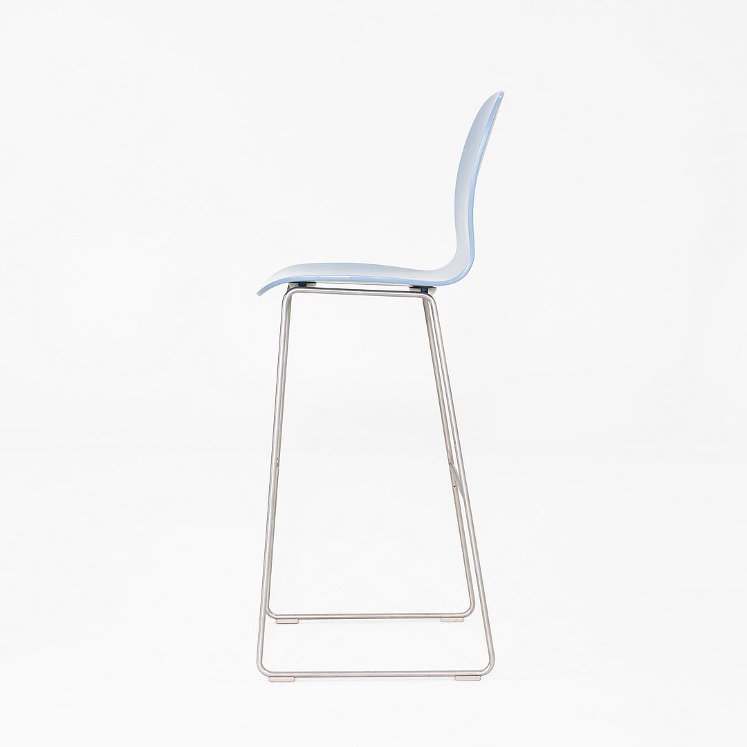 2010s Pair of Jasper Morrison for Cappellini Tate Bar Stools w/ Light Blue Seat