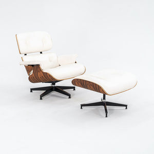 2023 670 / 671 Eames Lounge Chair and Ottoman by Charles and Ray Eames for Herman Miller in White Leather and Palisander