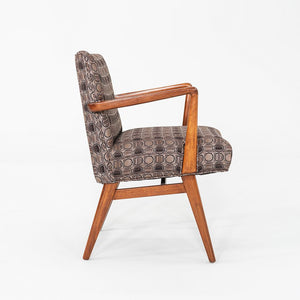1960s Set of Seven Jens Risom Design Model C-108 Dining Arm Chairs in Walnut and Fabric