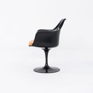 2000s Eero Saarinen for Knoll Tulip Dining Arm Chair in Black w/ Orange Cushion