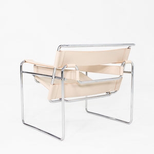 1970s Marcel Breuer for Knoll / Gavina Wassily Lounge Chair in New Cream Leather