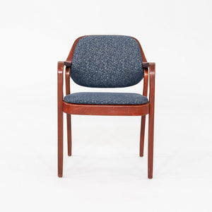1980s Pair of Don Petitt for Knoll 1105 Bentwood Armchair in Oak w/ Blue Fabric