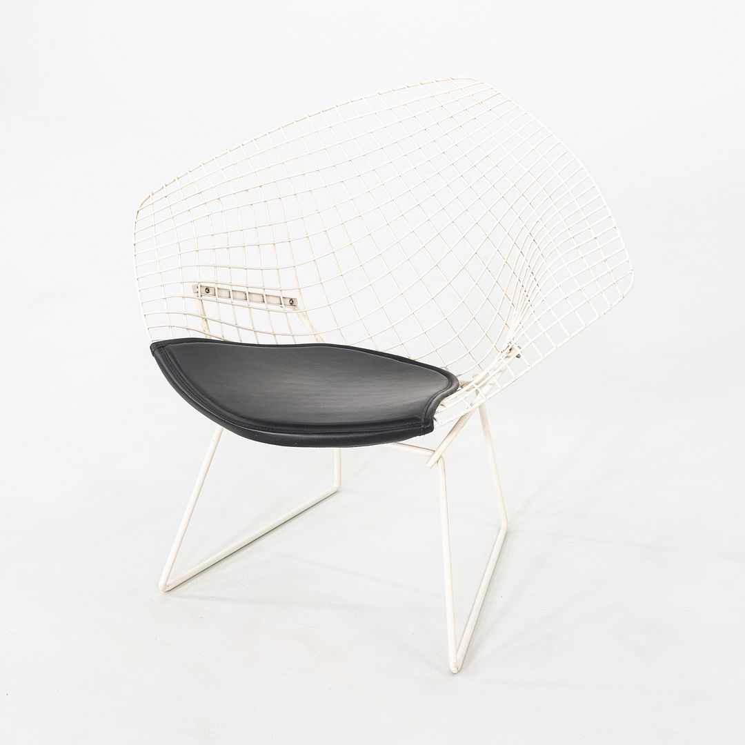 1960s Harry Bertoia for Knoll Diamond Lounge Chair w/ Black Leather Seat Cushion