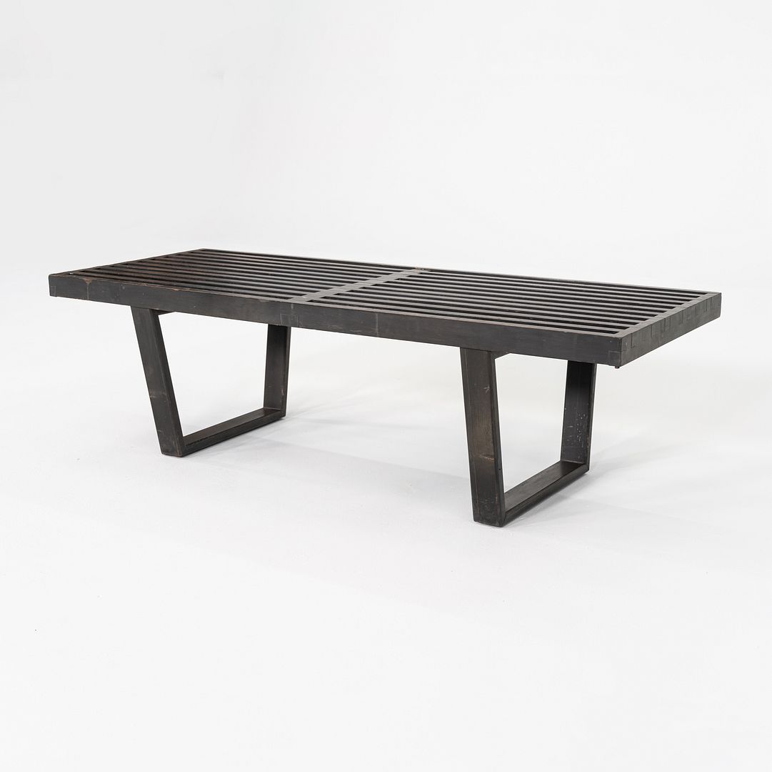 1950s George Nelson for Herman Miller Slatted Bench in Ebonized Wood, Model 4992
