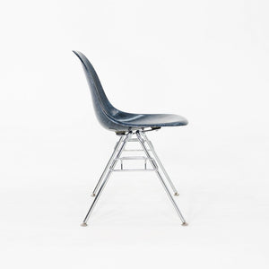 2010s Pair of Modernica Eames Fiberglass Dining Side Shell Chairs in Navy Blue