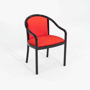 1980s Lacquered Wood Dining Arm Chair with Red Upholstery by Tonon in Italy