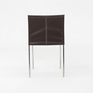 1980s Potocco Italy Italian Brown Leather Dining Chair with Steel 3x Available