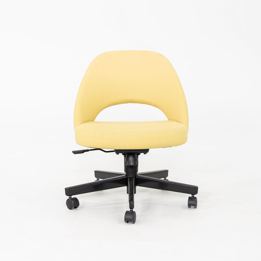 2017 Eero Saarinen for Knoll Executive Armless Desk Chair in Yellow Fabric with Pneumatic Base 6x Available
