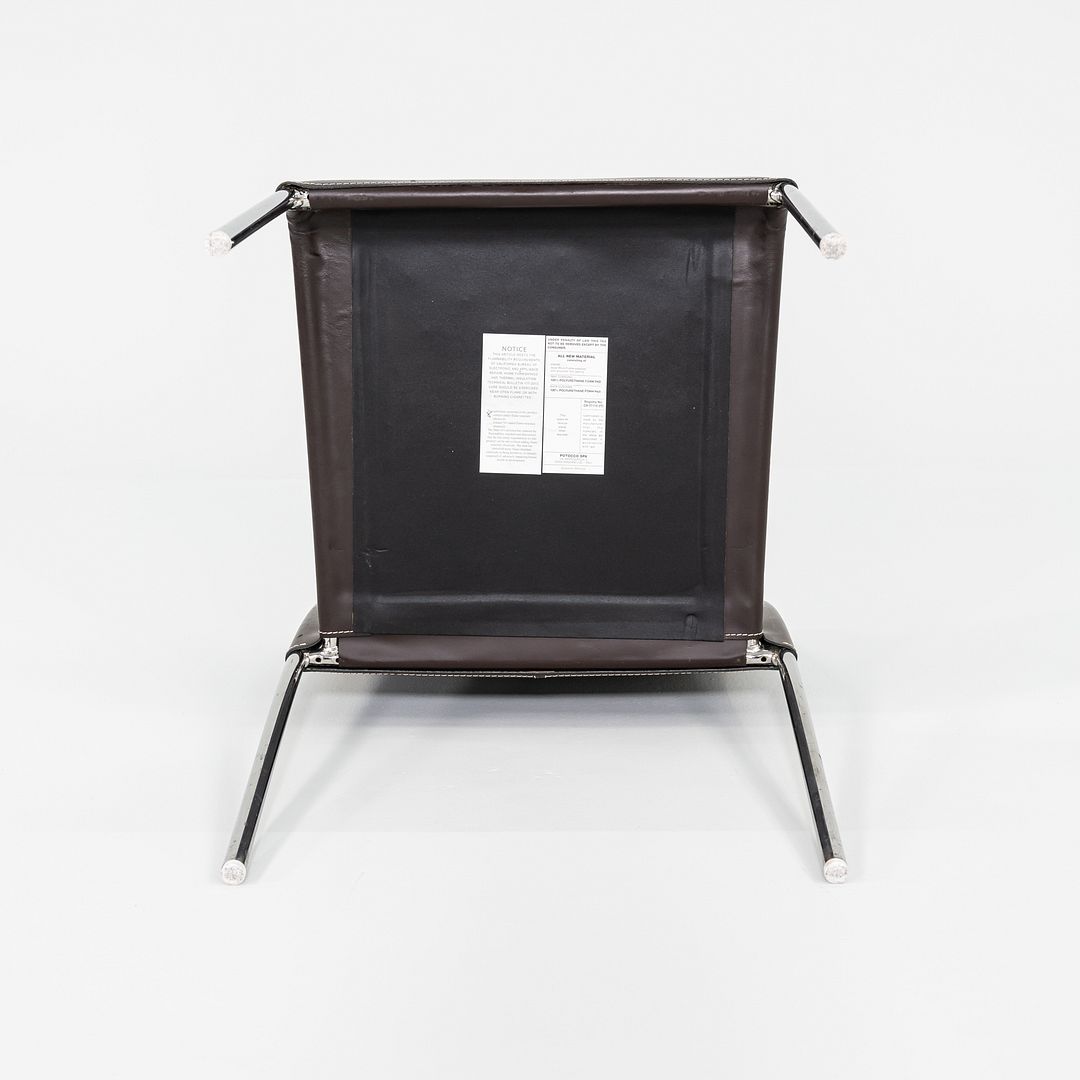 1980s Potocco Italy Italian Brown Leather Dining Chair with Steel 3x Available