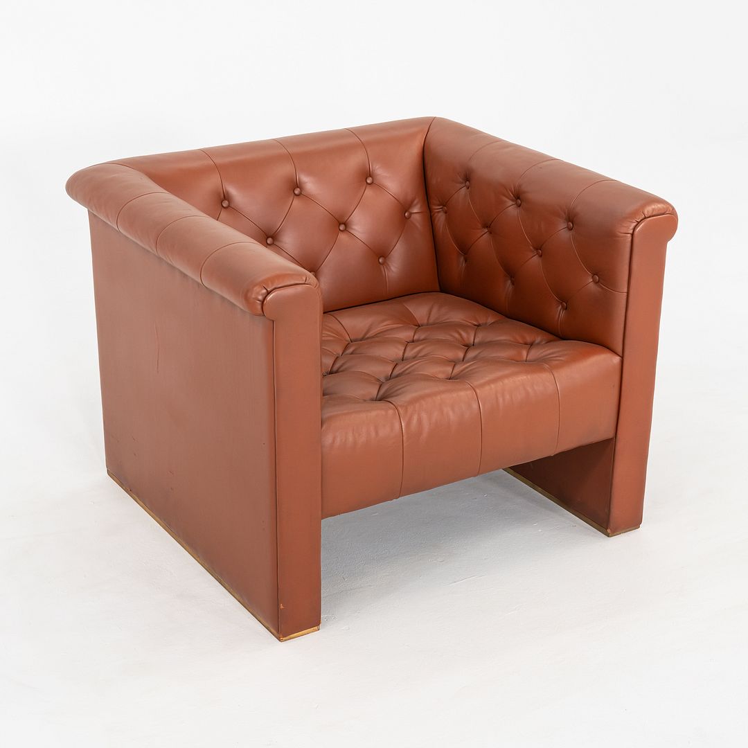 1974 Pair of Nicos Zographos CH.33 Club Lounge Chairs in Cognac Leather