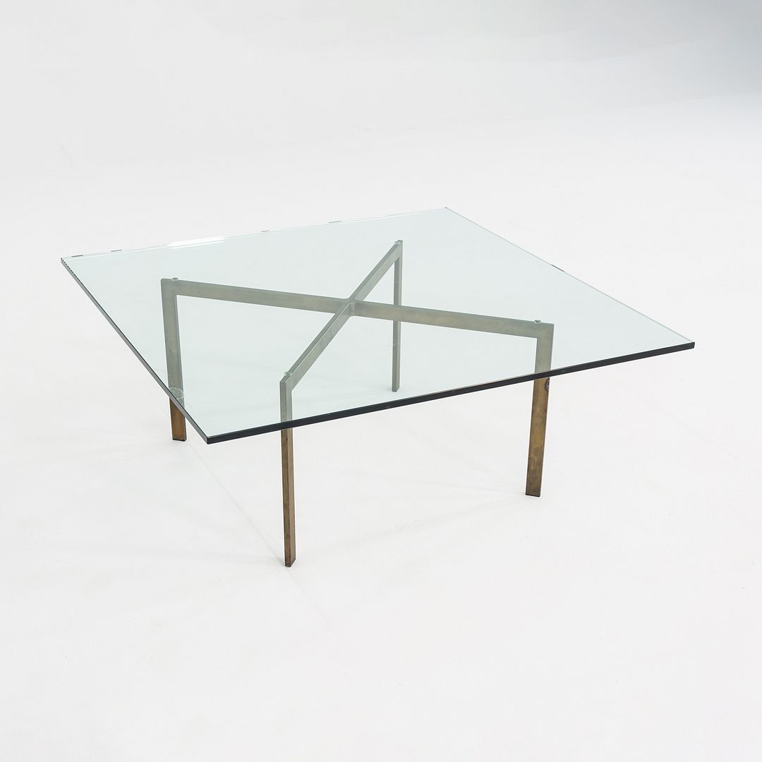 1960s Mies van der Rohe Barcelona Coffee Table with Bronze Base and Glass Top