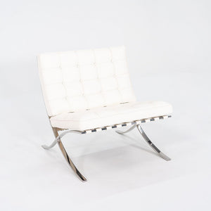 1960s Mies van der Rohe for Knoll Barcelona Lounge Chair in Sabrina White & Stainless Fully Restored