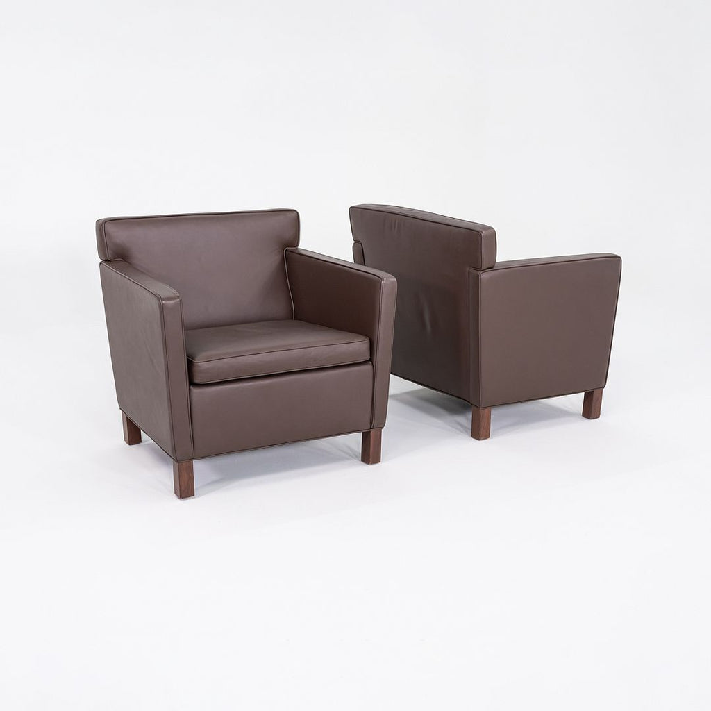 2010s Pair of Mies van der Rohe for Knoll Krefeld Lounge Chairs in Brown Leather