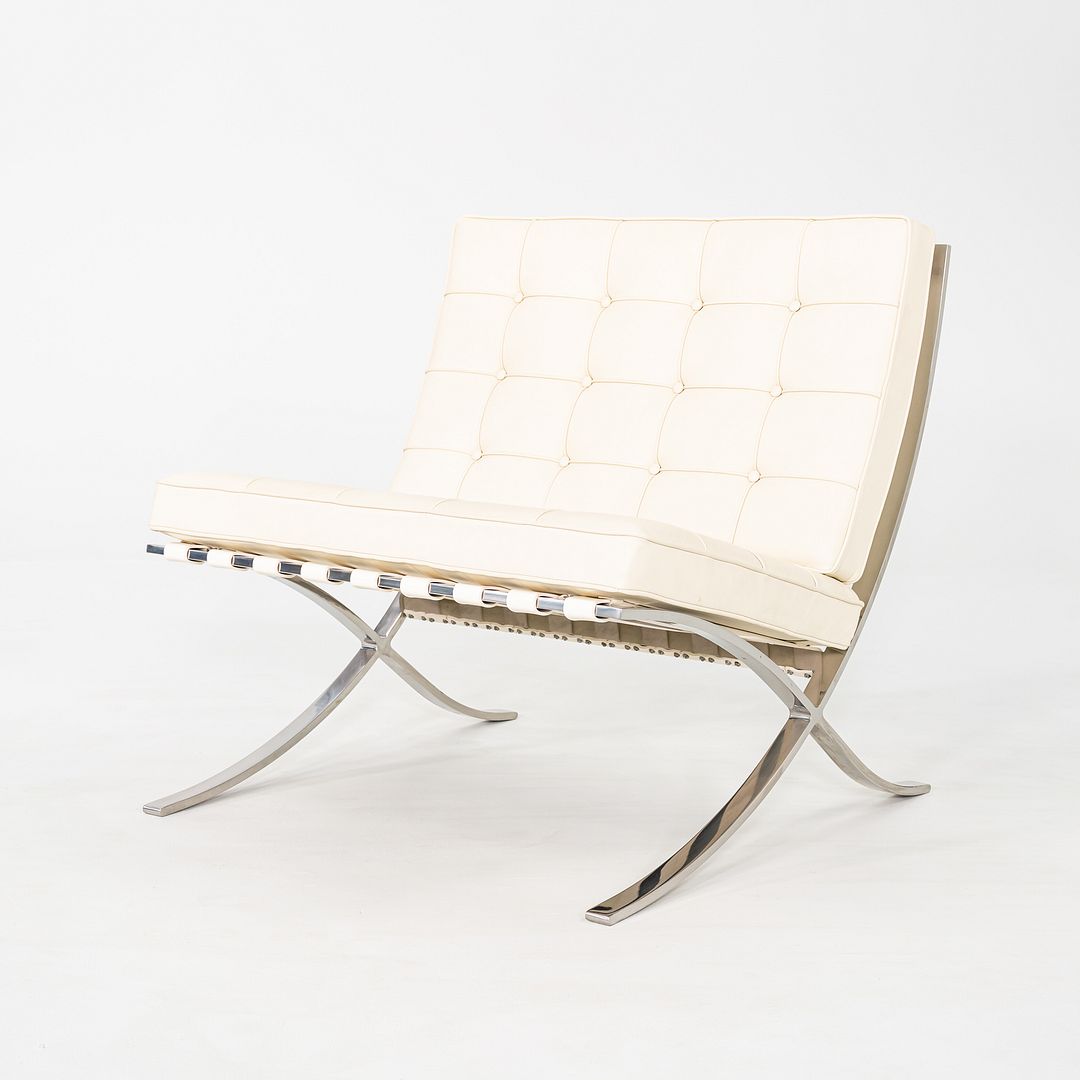 1970s Pair of Mies van der Rohe Knoll Barcelona Chairs with Stainless Frames