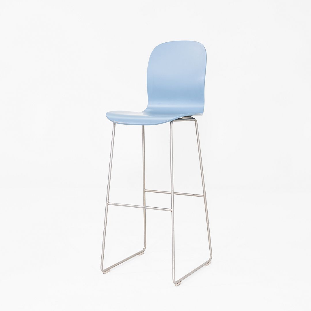2010s Pair of Jasper Morrison for Cappellini Tate Bar Stools w/ Light Blue Seat
