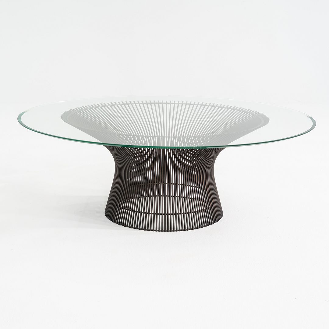 1970s Warren Platner for Knoll Coffee Table w/ Dark Bronze Base & Glass Top 42"