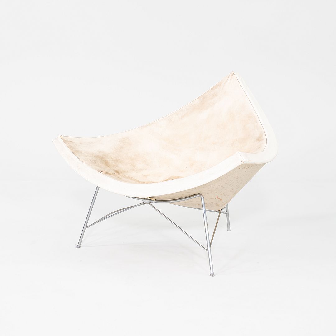 1950s George Nelson for Herman Miller Coconut Lounge Chair with White Vinyl
