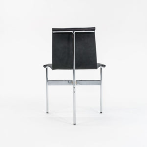 Set of Four Made to Order Gratz TG-10 Sling Dining Chairs Black Leather & Chrome