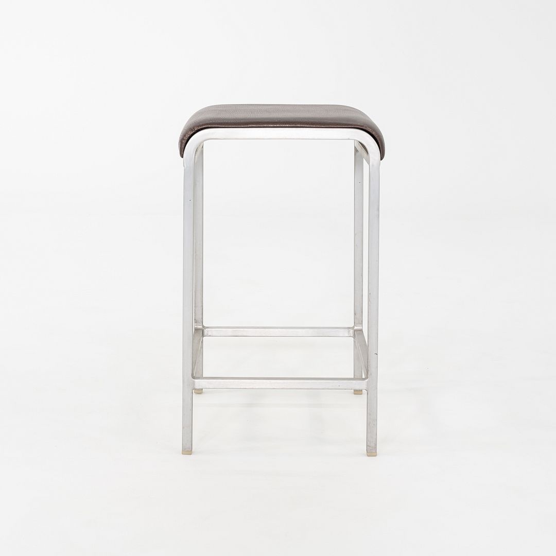 2010 Norman Foster for Emeco 20-06 Stool with Brown Leather Seats 5x Available