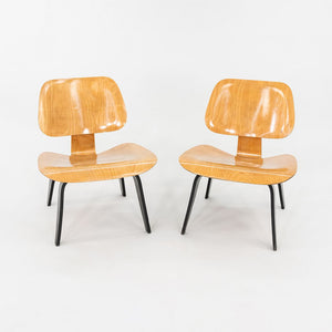 1947 Pair of Evans Eames LCW Chairs with Birch Seat and Ebonized Ash Legs 5-2-5