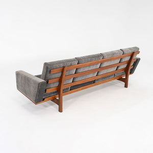 1960s Hans Wegner for GETAMA Four Seat Sofa in Oak with Grey Velvet Upholstery