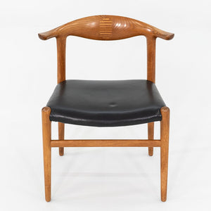 1960s Hans Wegner for Johannes Hansen JH505 Cow Horn Chair Oak w/ Black Leather