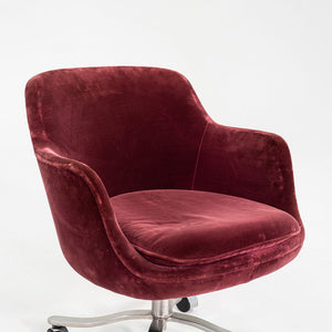 1980s Pair of Nicos Zographos CH 6 Alpha Bucket Desk Chairs in Burgundy Fabric