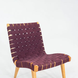 2000s Jens Risom For Knoll Armless Lounge Chair in Maple with Purple Webbing