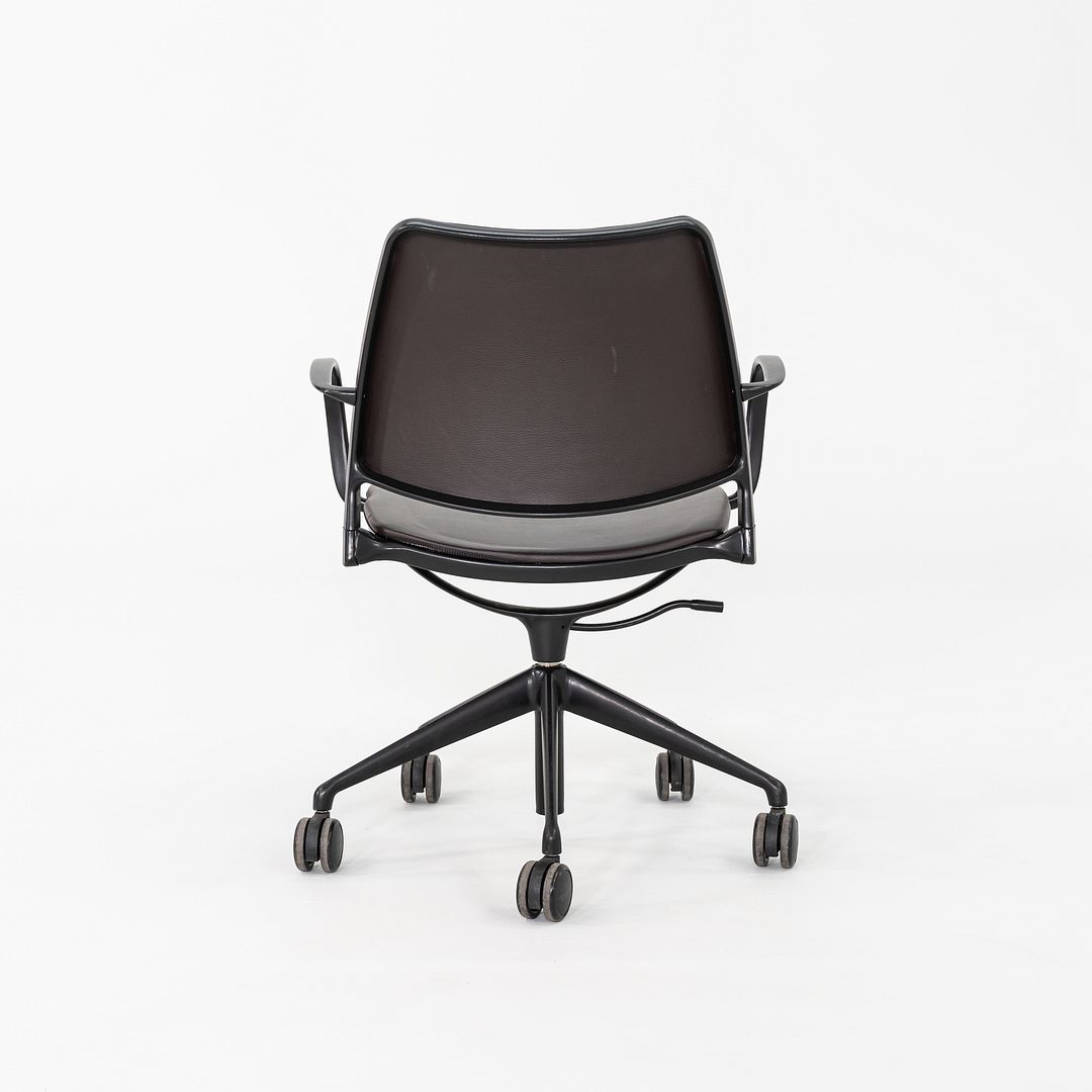 2010s Jesus Gasca for STUA Gas Desk Chair Brown Leather w/ Black Frame 6x Avail