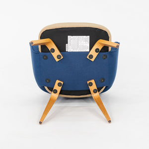 2015 Pair of Eero Saarinen for Knoll Dining Arm Chairs in Blue with Wooden Legs