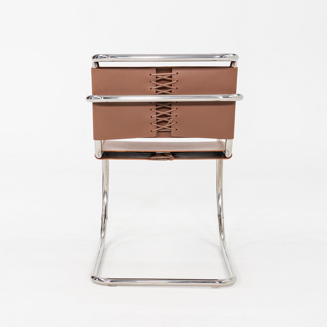 SOLD 2005 Pair of Mies van der Rohe for Knoll Leather & Chrome Steel MR20 Armchair