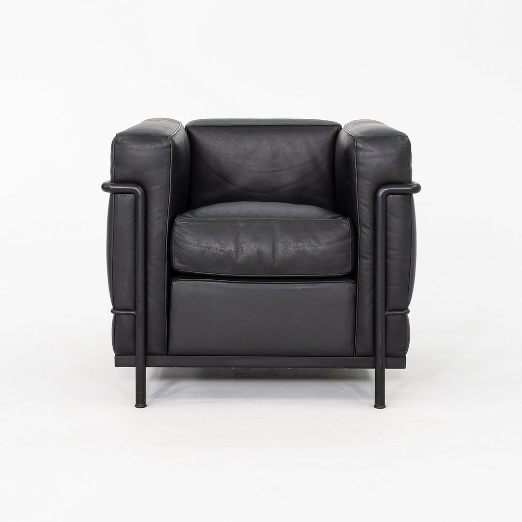 2000s Le Corbusier for Cassina LC2 Petite Club Lounge Chair in Black Leather