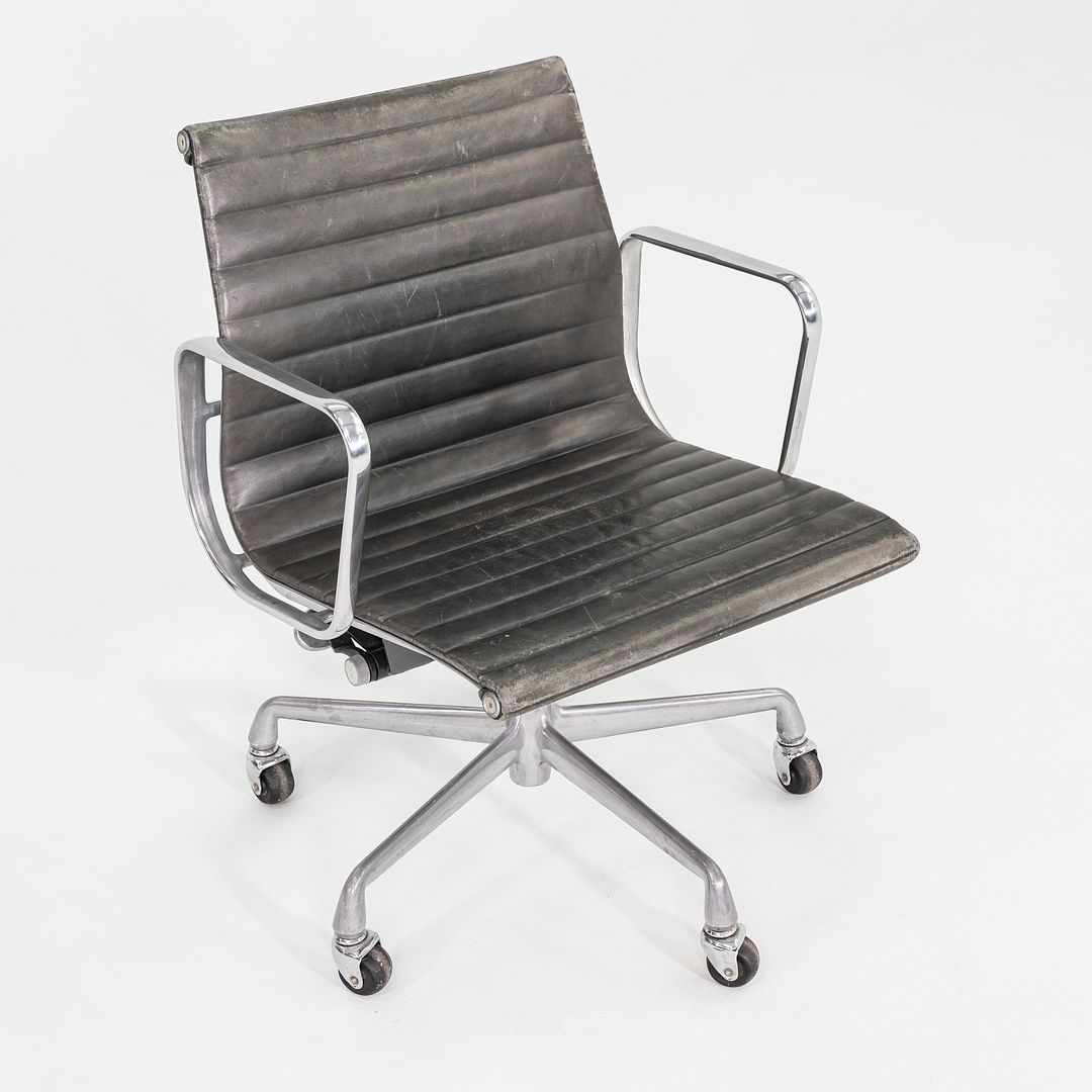 1995 Herman Miller Eames Aluminum Management Desk Chair in Grey Leather 4x Avail