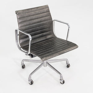 1995 Herman Miller Eames Aluminum Management Desk Chair in Grey Leather 4x Avail