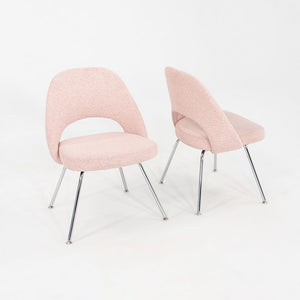 2010s Pair of Eero Saarinen for Knoll Armless Executive Dining Chair Pink Fabric