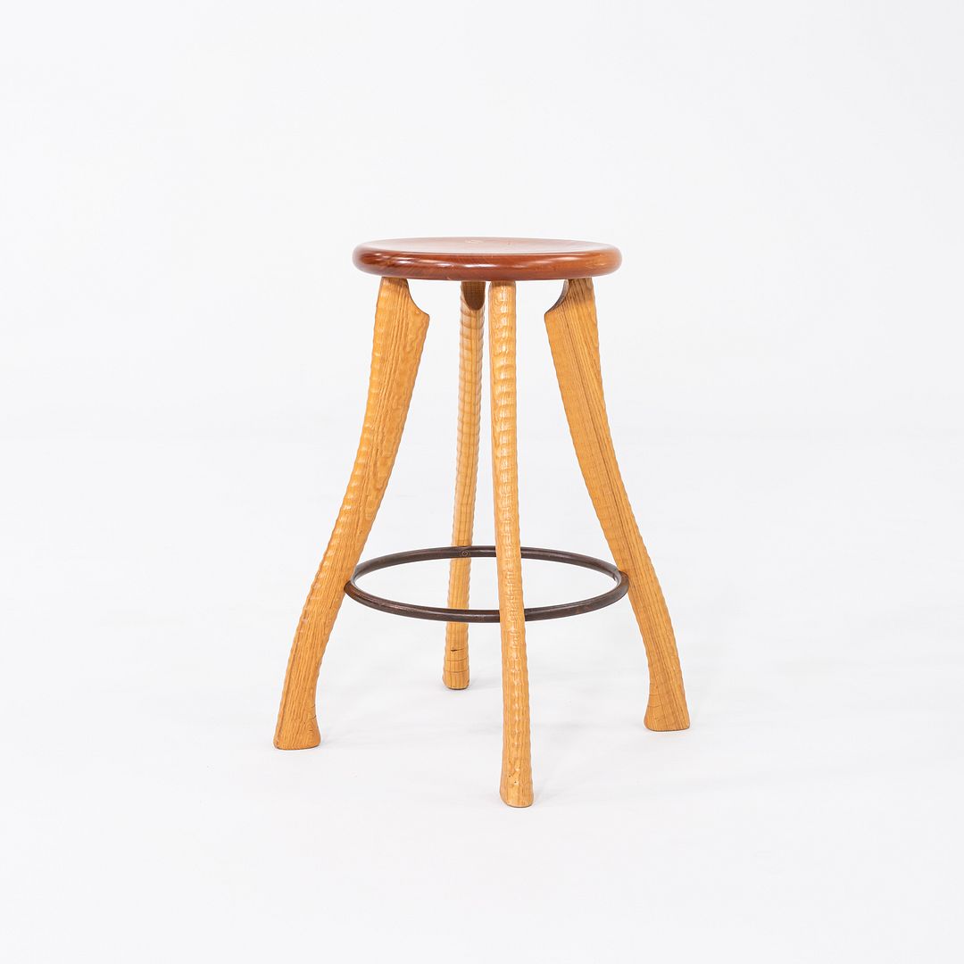 1990s Brad Smith Bradford Woodworking Studio Craft Ax Counter Stool Cherry & Ash