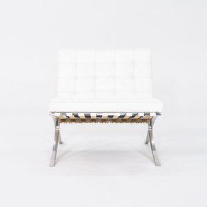 1960s Mies van der Rohe for Knoll Barcelona Lounge Chair and Ottoman in Sabrina White & Stainless Fully Restored