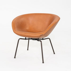 2018 Arne Jacobsen Pot Chair in Elegance Walnut Leather Steel Base Fritz Hansen